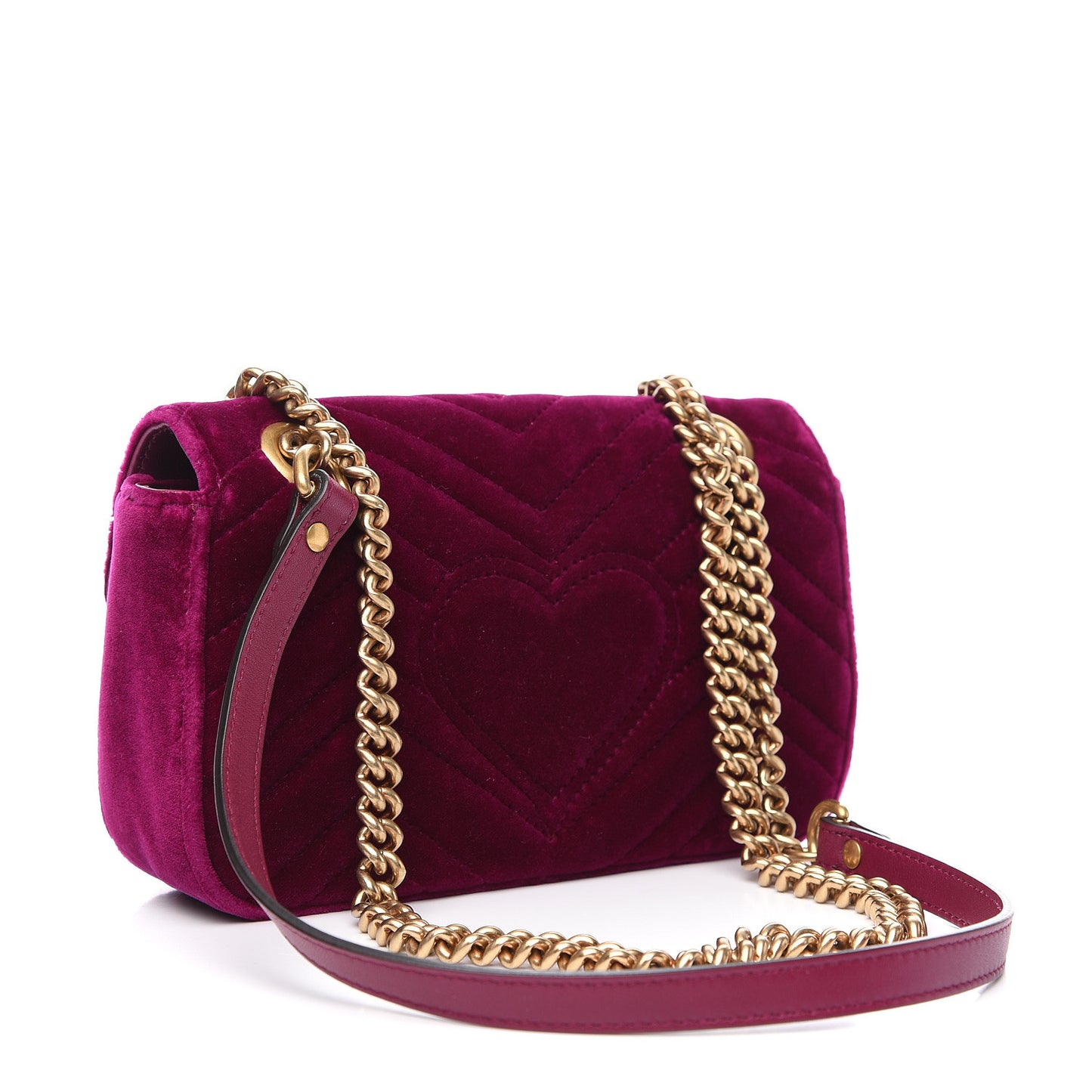 Velvet Matelasse Mini GG Marmont Shoulder Bag Fuchsia Violet Cyclamen