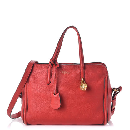 Alexander McQueen Pebbled Calfskin Small Skull Padlock Zip Around Tote Red 1 of 18