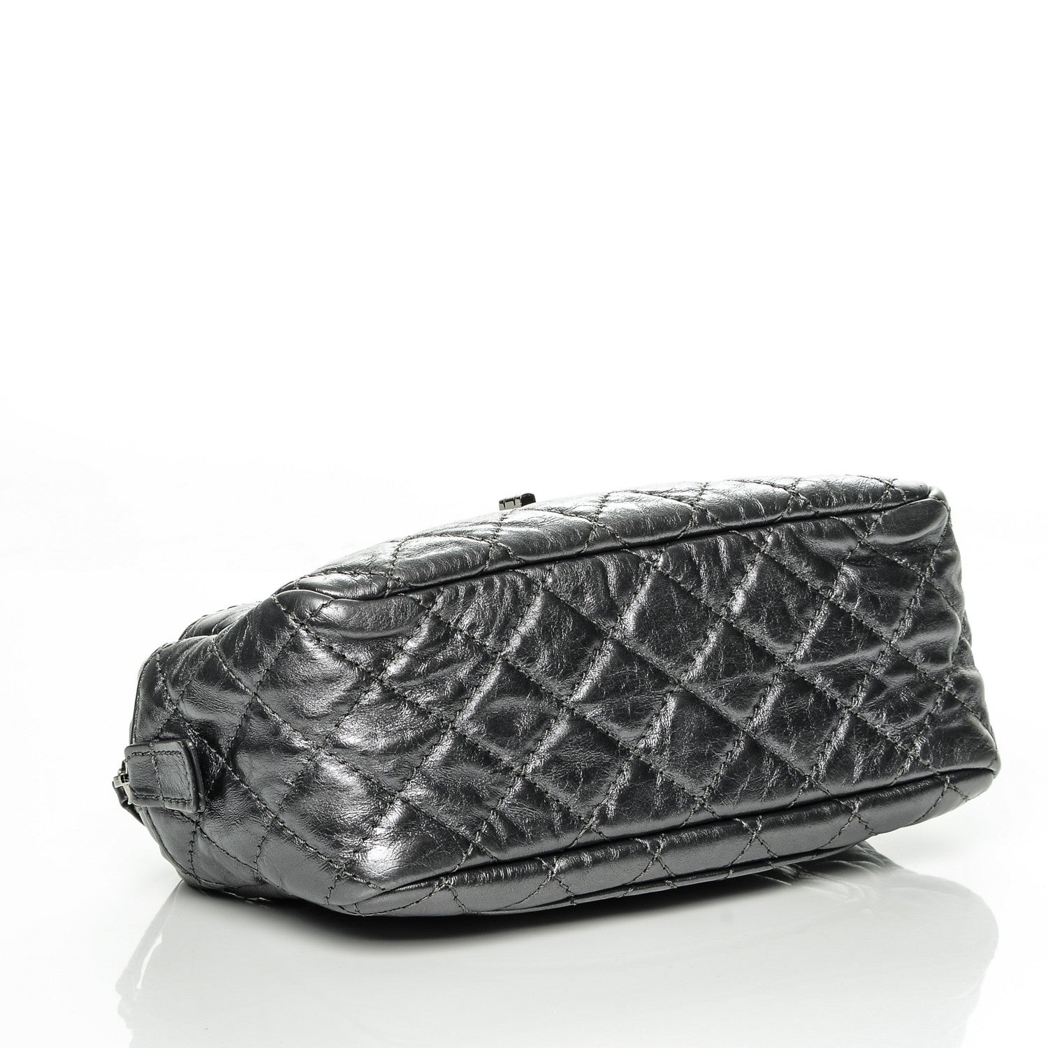 Chanel Metallic Aged Calfskin Quilted Small Reissue Camera Case Dark Silver 4 of 7