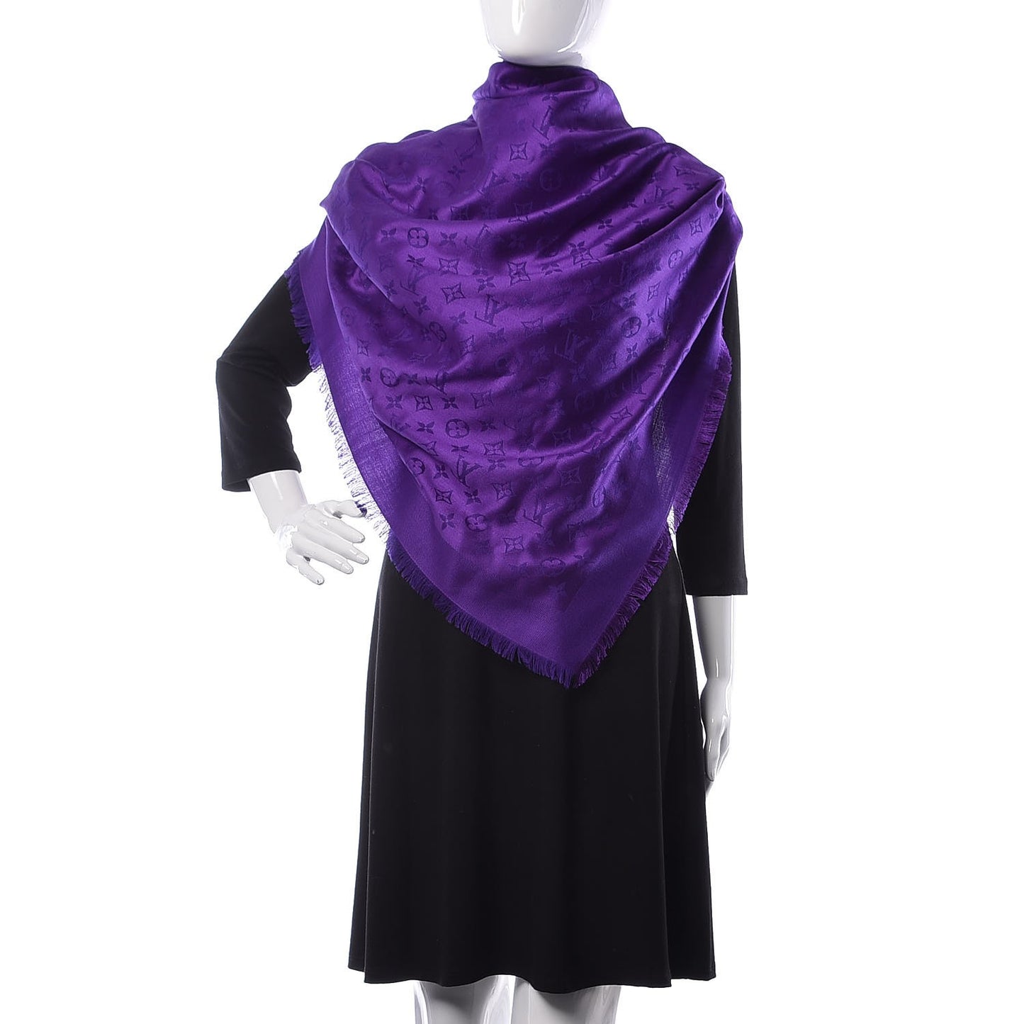 Wool Silk Monogram Shawl Amethyste