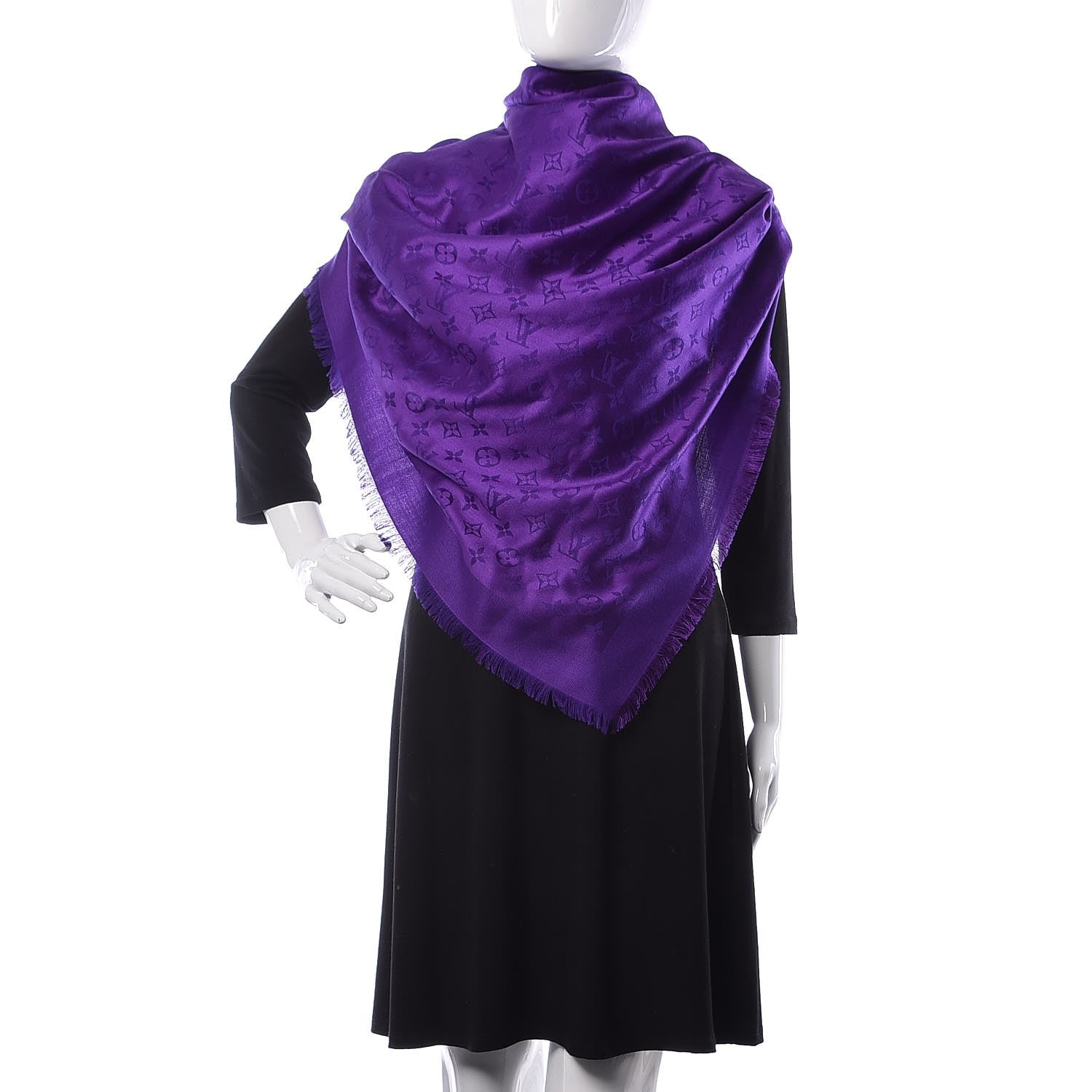 Louis Vuitton Wool Silk Monogram Shawl Amethyste 2 of 5