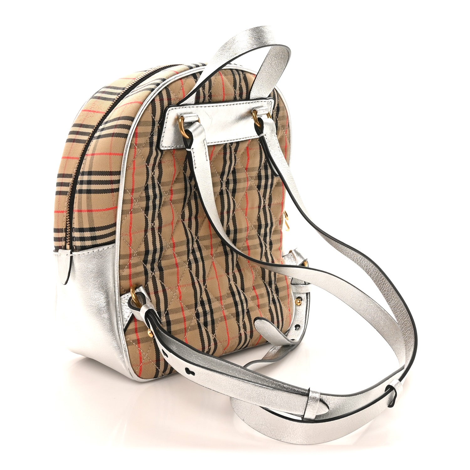 Burberry Smooth Calfskin 1983 Knight Check Link Backpack Silver 3 of 9