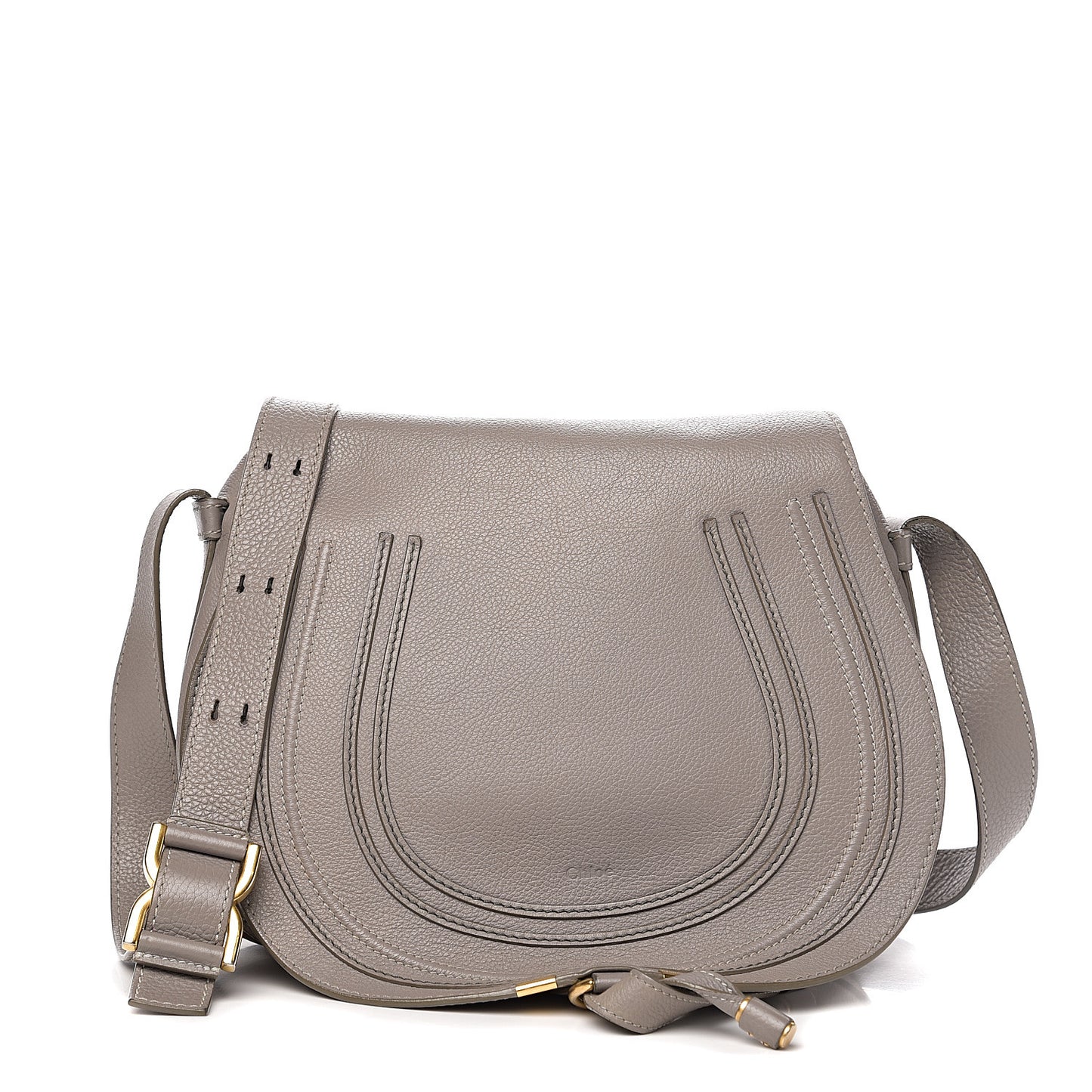 Calfskin Medium Marcie Round Crossbody Bag Cashmere Grey