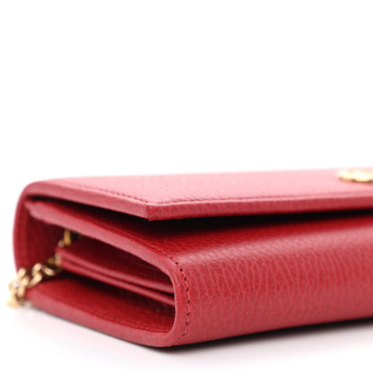 Gucci Dollar Calfskin Petite GG Marmont Wallet Chain Bag Hibiscus Red 9 of 11