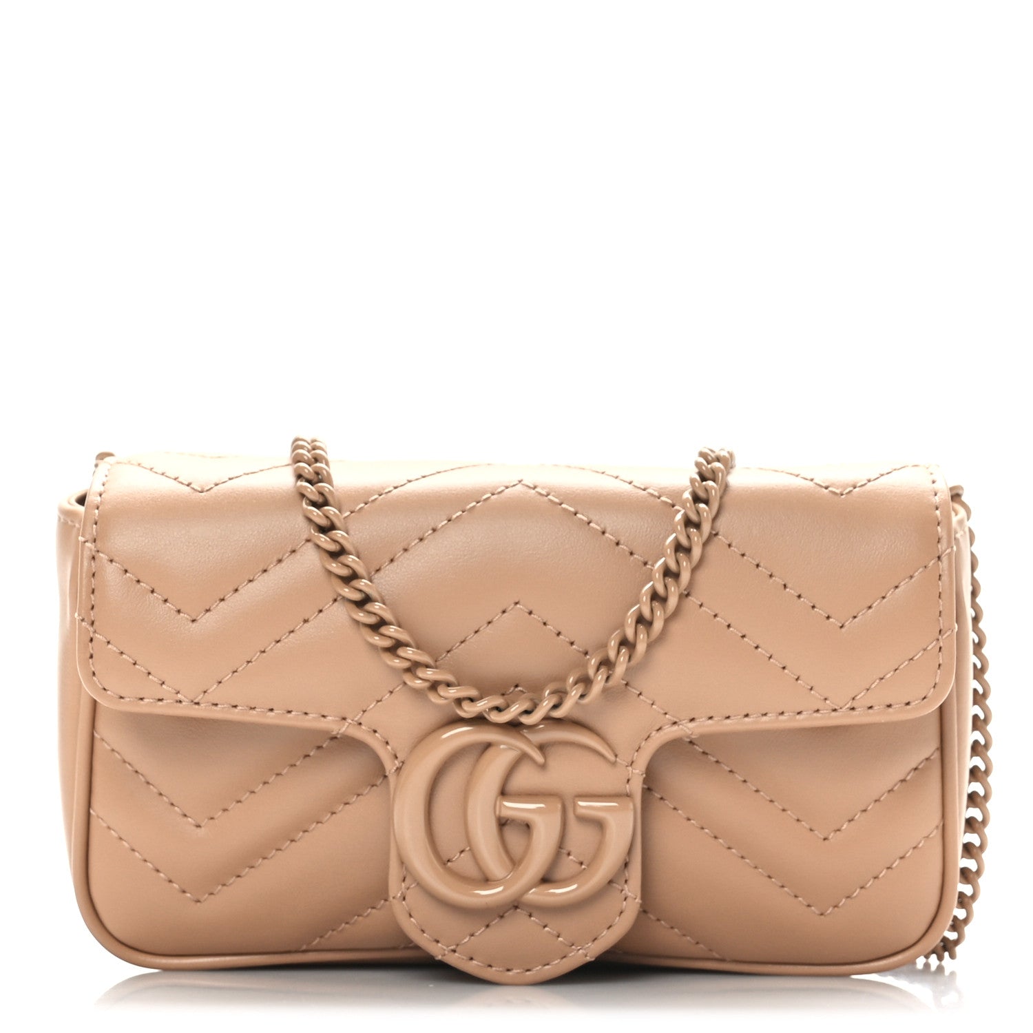 Gucci Calfskin Matelasse Monochrome Super Mini GG Marmont Shoulder Bag Camelia 1 of 10