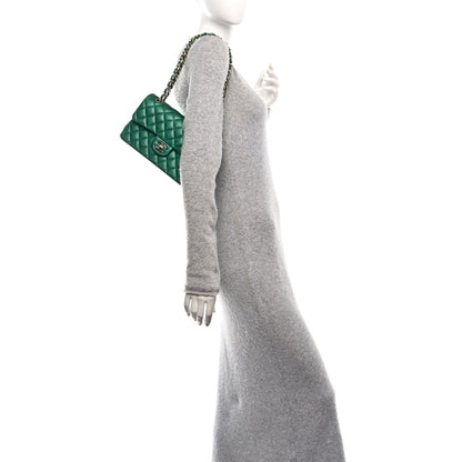 Chanel Metallic Caviar Quilted Small Double Flap Green 2 of 11
