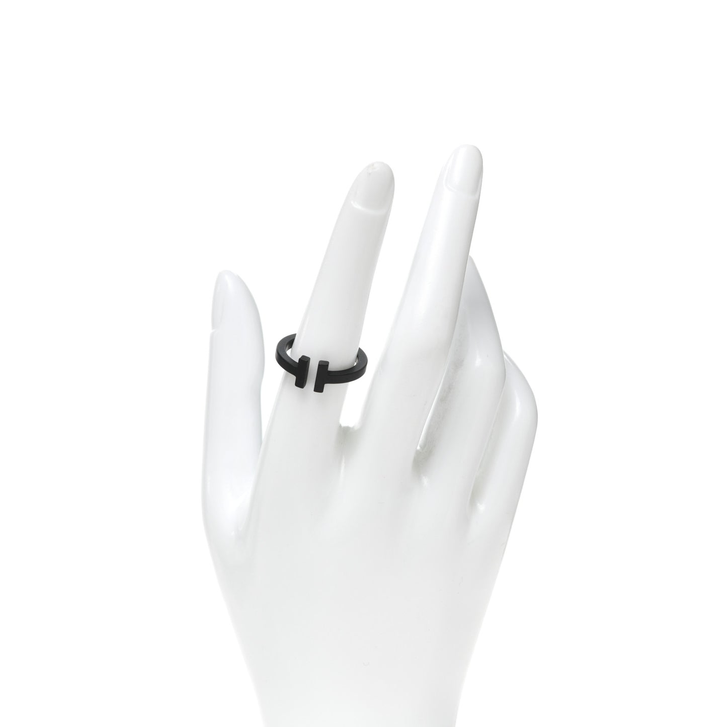 Black-Coated Stainless Steel T Square Ring 56 7.5