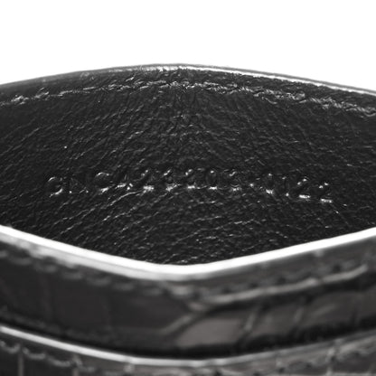 Saint Laurent Calfskin Crocodile Embossed Monogram Credit Card Case Black 7 of 7