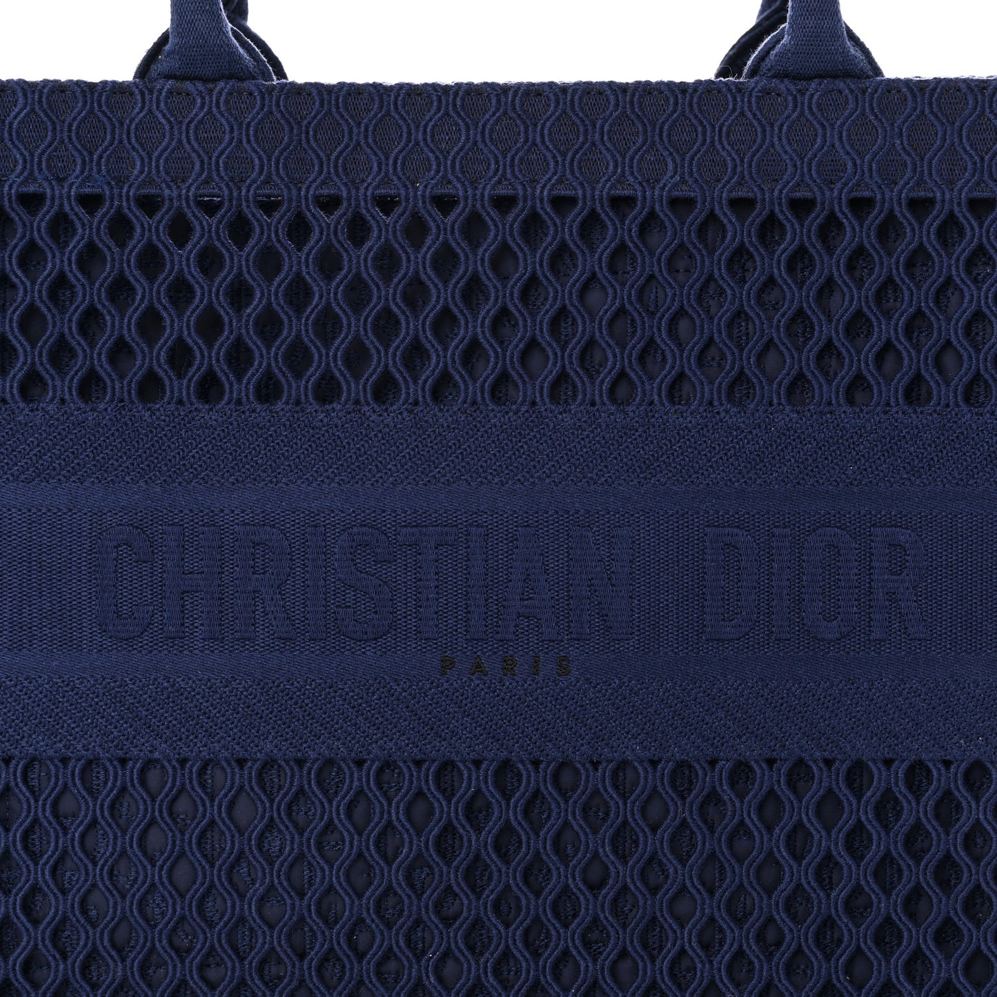 Mesh Embroidered Medium Book Tote Navy Blue