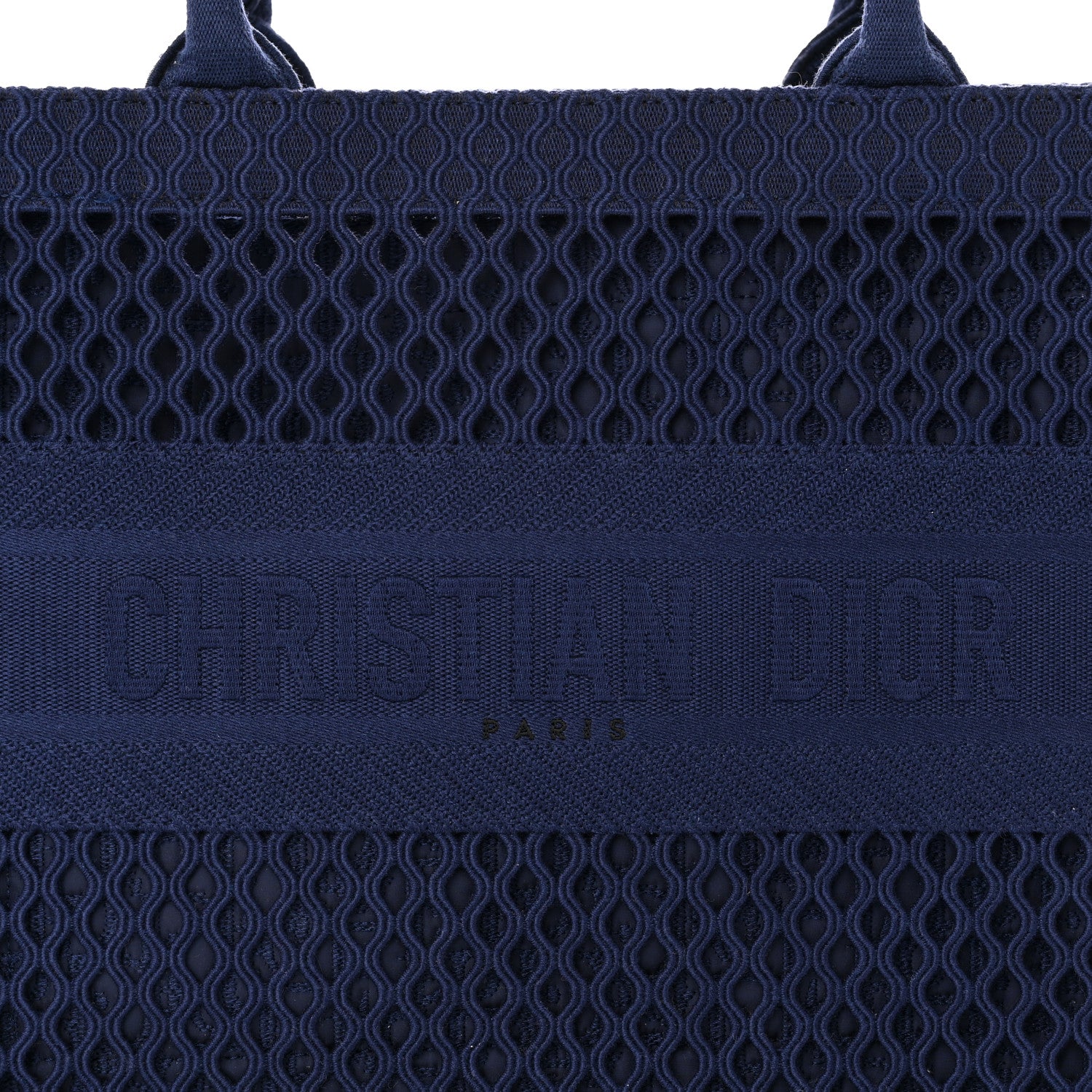 Christian Dior Mesh Embroidered Medium Book Tote Navy Blue 8 of 10