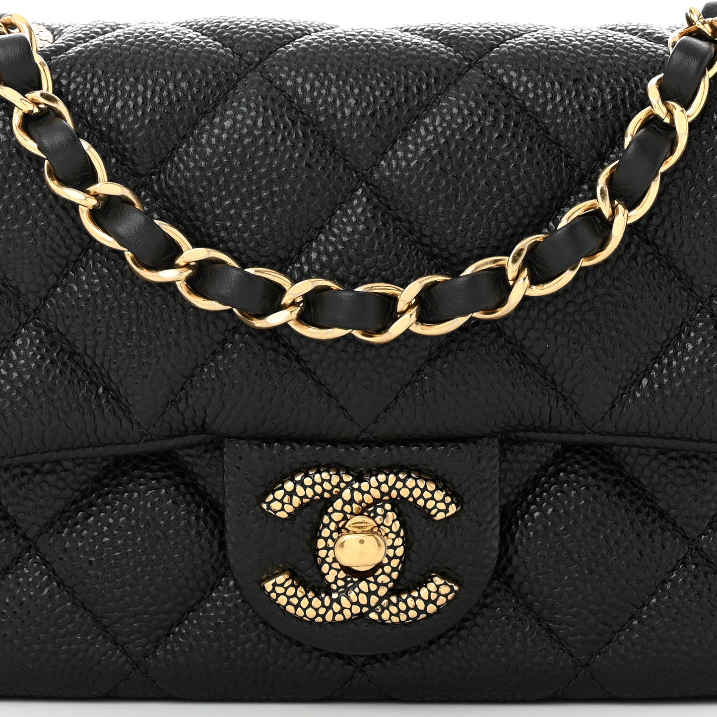 Grained Lambskin Quilted Mini Flap Black