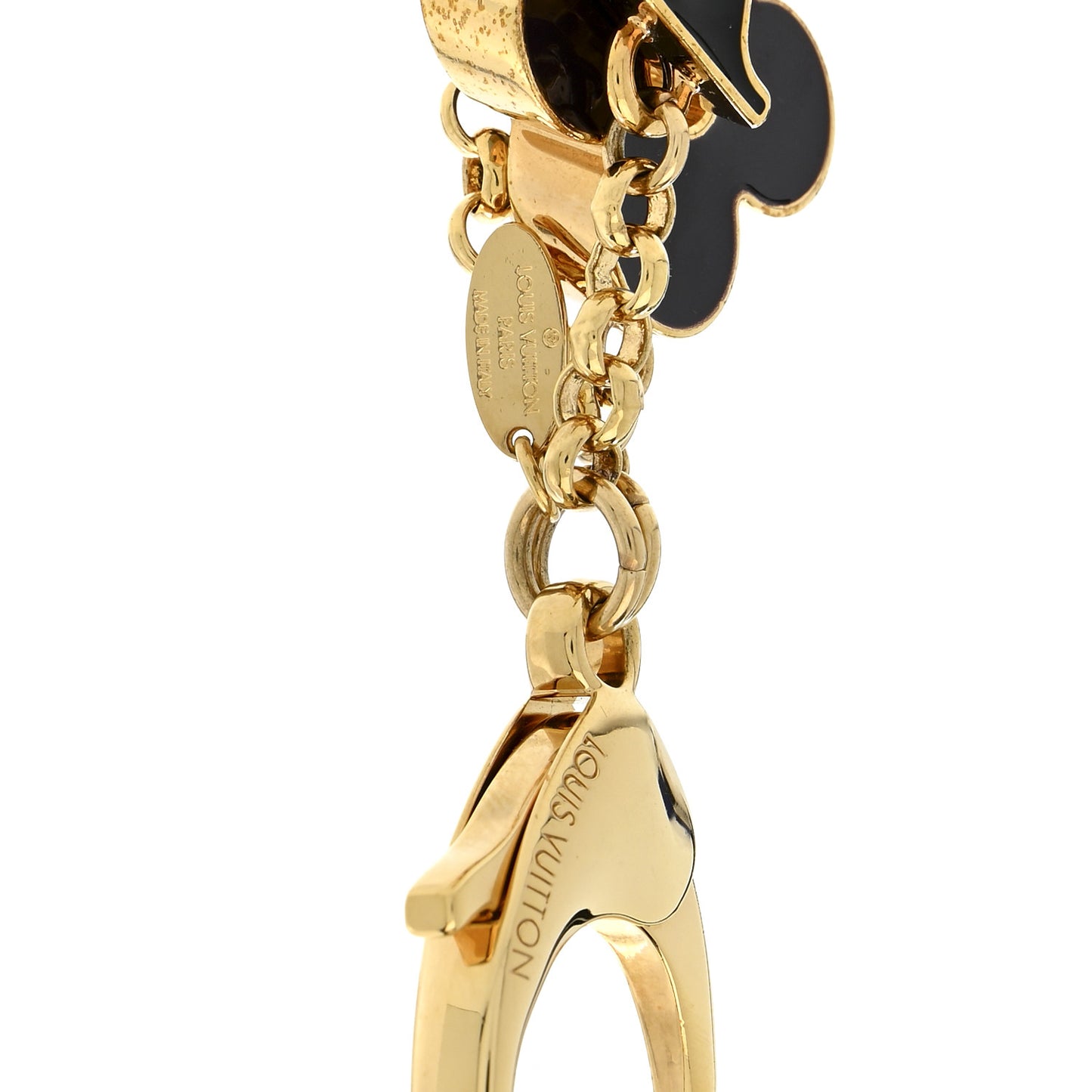 Metal Enamel Fleur De Monogram Bag Charm Dore