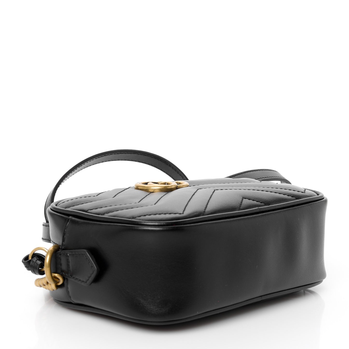 Calfskin Matelasse Mini GG Marmont Chain Shoulder Bag Black