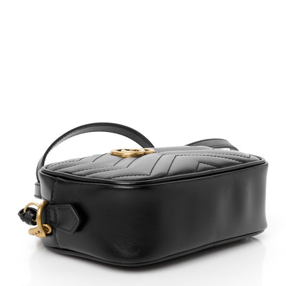 Gucci Calfskin Matelasse Mini GG Marmont Chain Shoulder Bag Black 4 of 11