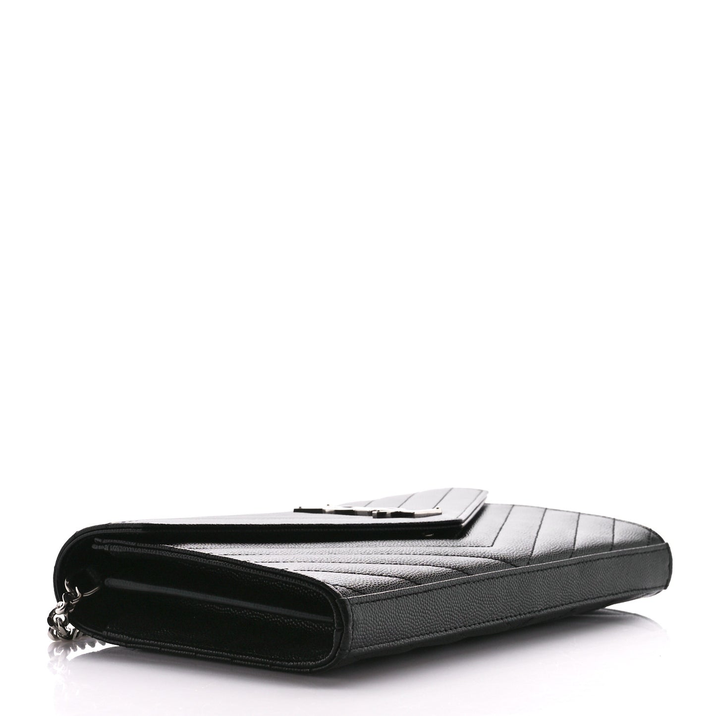 Grain De Poudre Matelasse Chevron Monogram Chain Wallet Black