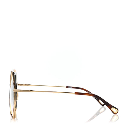 Chloe Poppy Octagonal Sunglasses CH0046S Havana Green Rose 3 of 7
