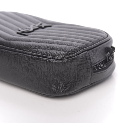 Saint Laurent Grain De Poudre Matelasse Monogram Mini Lou Camera Bag Black 9 of 10