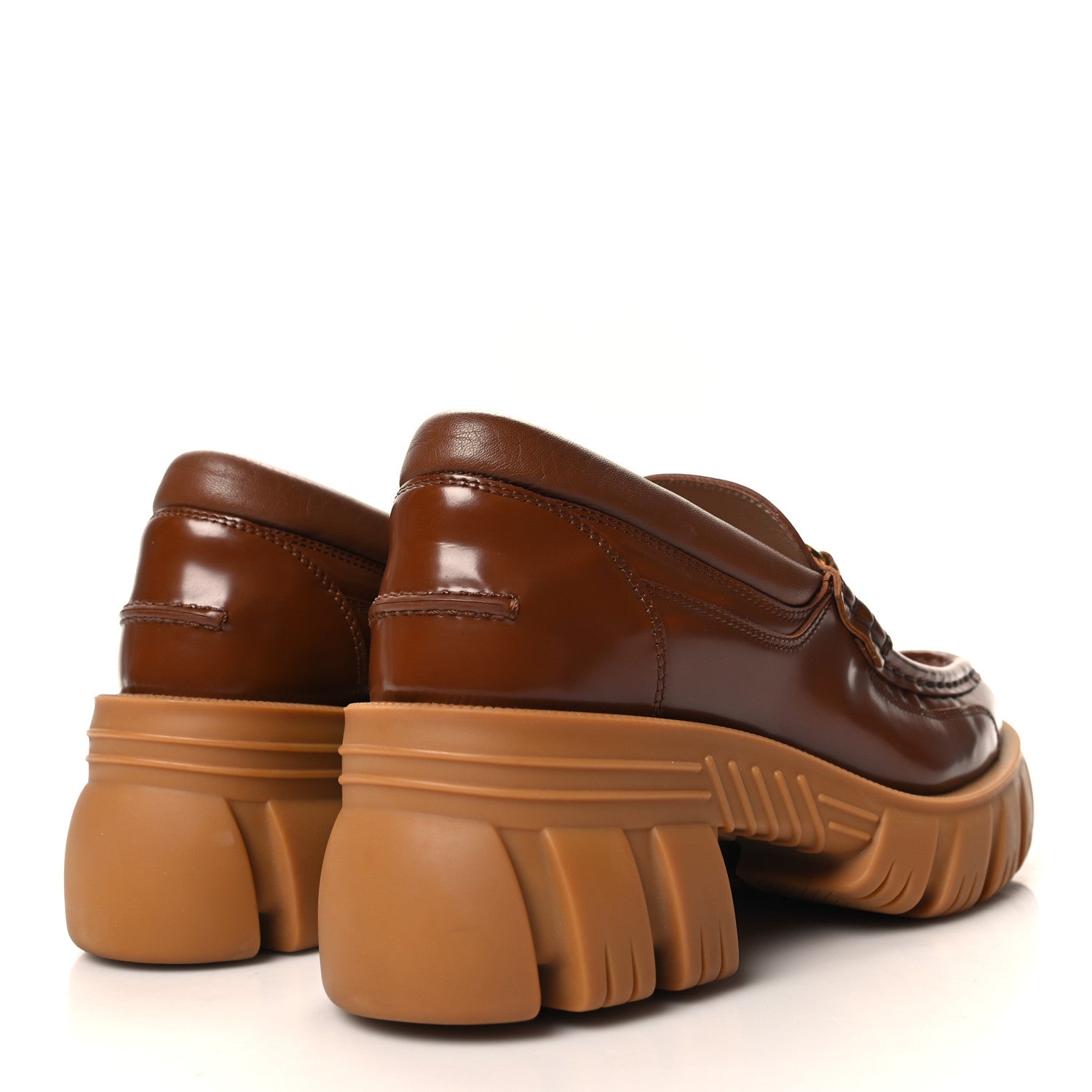Gucci Magnum Calfskin Nappa Samoa Womens Horsebit Platform Chunky Lug Sole 40mm Loafers 39 Brown 4 of 8