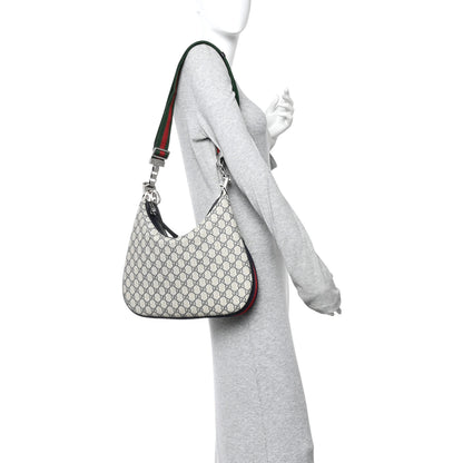 Gucci GG Supreme Monogram Textured Calfskin Web Large Attache Shoulder Bag Beige Blue 2 of 10