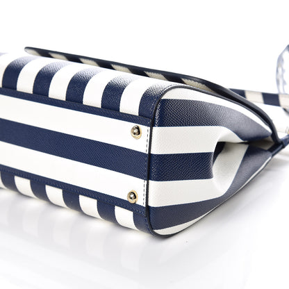 Dolce & Gabbana Dauphine Embroidered Striped Print Medium Miss Sicily Satchel White 6 of 9