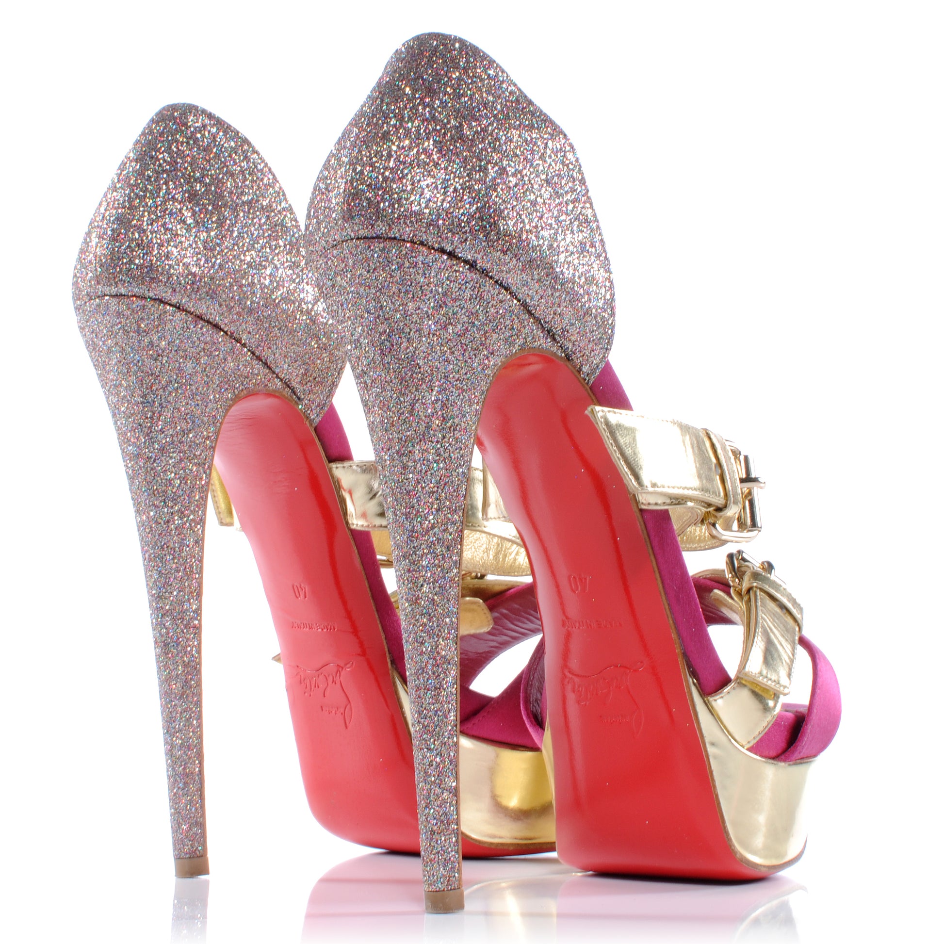 Christian Louboutin Satin Metallic Glitter Ambertina 150 Heels 40 3 of 6