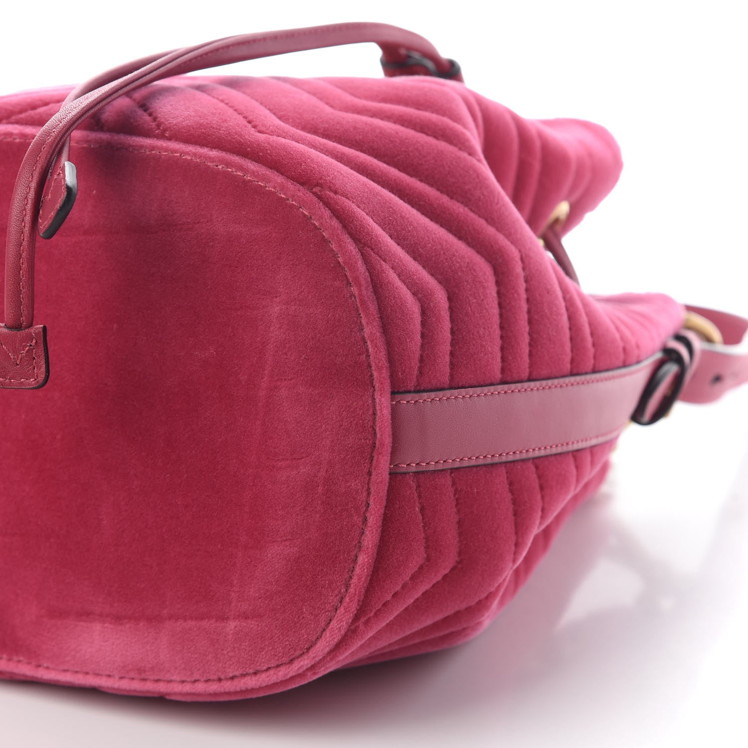 Gucci Velvet Matelasse GG Marmont Bucket Bag Light Raspberry Rose 6 of 9