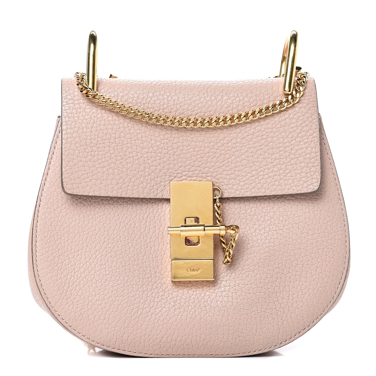 Grained Lambskin Mini Drew Shoulder Bag Cement Pink