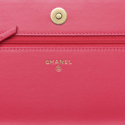 Chanel Tweed Calfskin Signe Wallet On Chain WOC Black Pink Orange 6 of 12