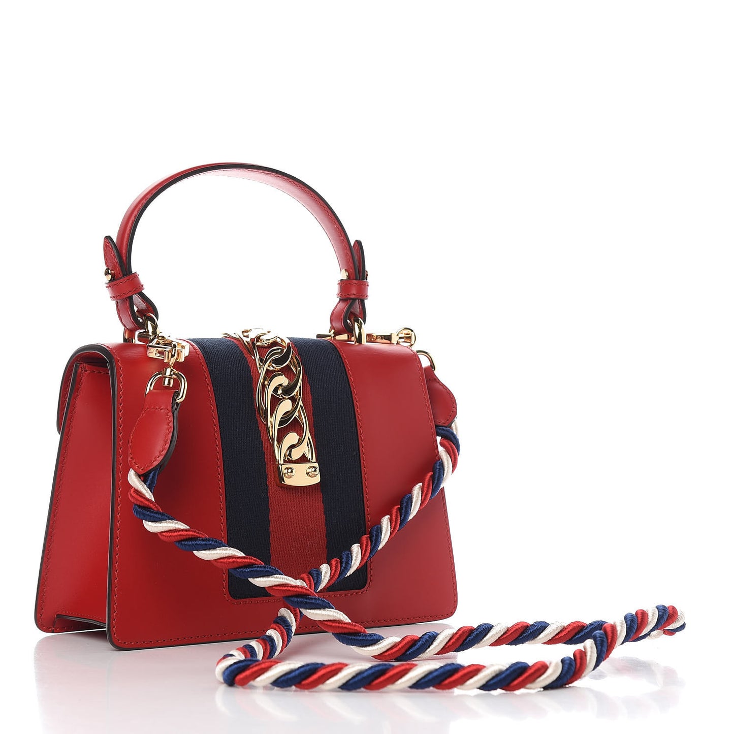 Calfskin Mini Sylvie Top Handle Bag Hibiscus Red