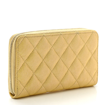 Chanel Iridescent Caviar Quilted Medium Zip Around Wallet Yellow 3 of 10