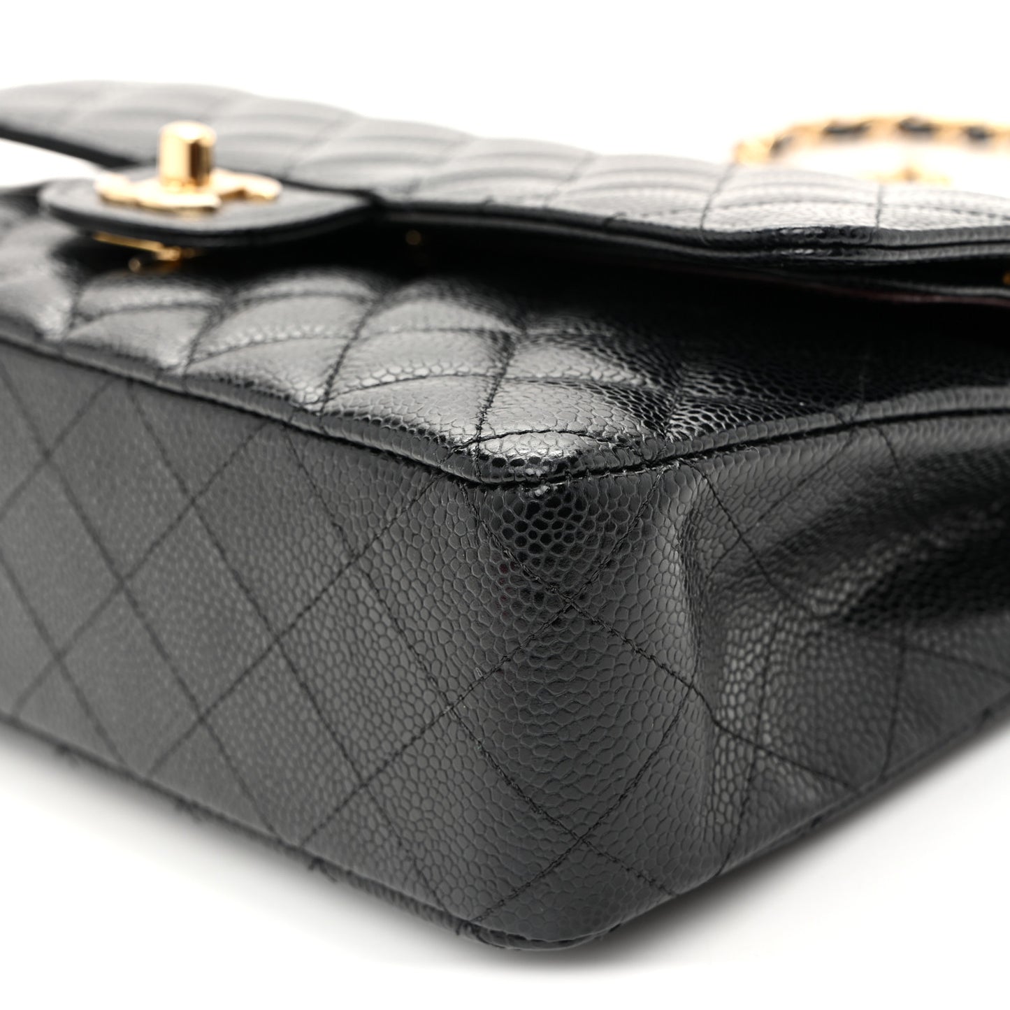 Caviar Quilted Medium Double Flap Black
