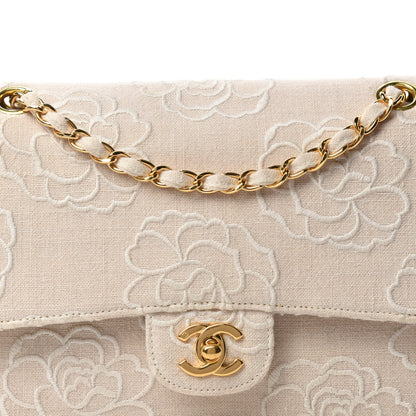 Chanel Canvas Camellia Embroidered Medium Double Flap Ivory 13 of 13