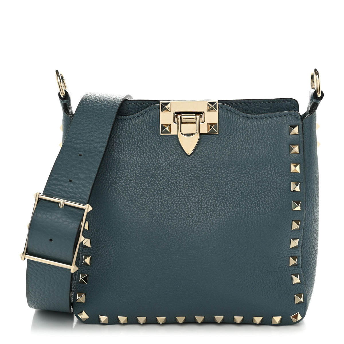 Valentino Garavani Pebbled Calfskin Mini Rockstud Flip-Lock Messenger Bag Amadeus 1 of 9