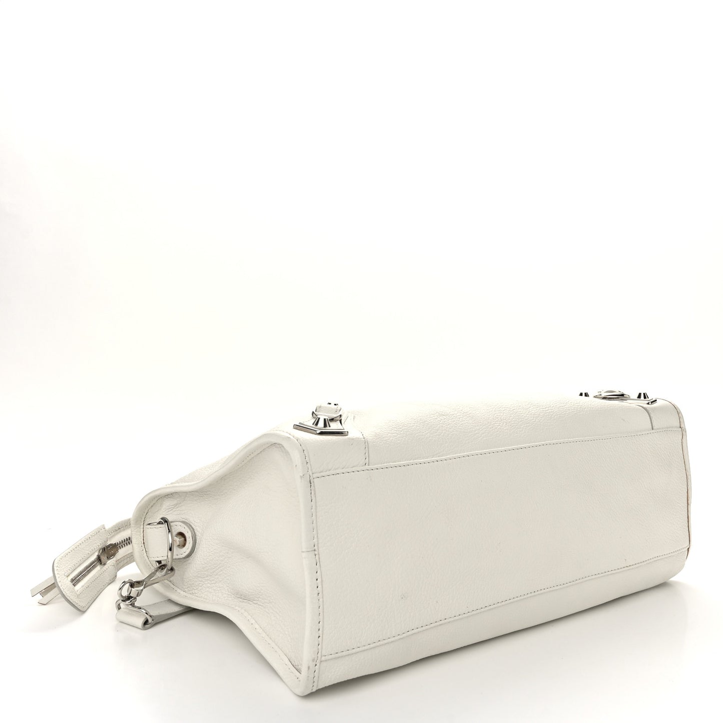 Chevre Silver Metallic Edge Hardware City White