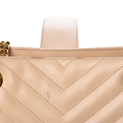 Saint Laurent Grain De Poudre Matelasse Chevron Monogram Shopping Bag Nude Powder 13 of 16