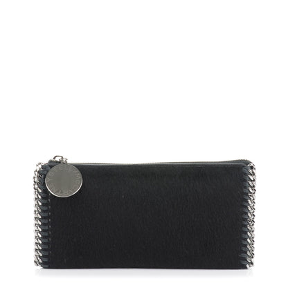 Stella McCartney Faux Pony Hair Falabella Zip Wallet Black 1 of 6