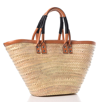 Balenciaga Straw Calfskin Medium Bistrot Panier Tote Natural Black 3 of 12