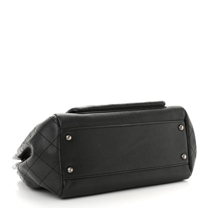 Chanel Caviar Quilted CC Accordion Shopping Bag Black 4 of 11
