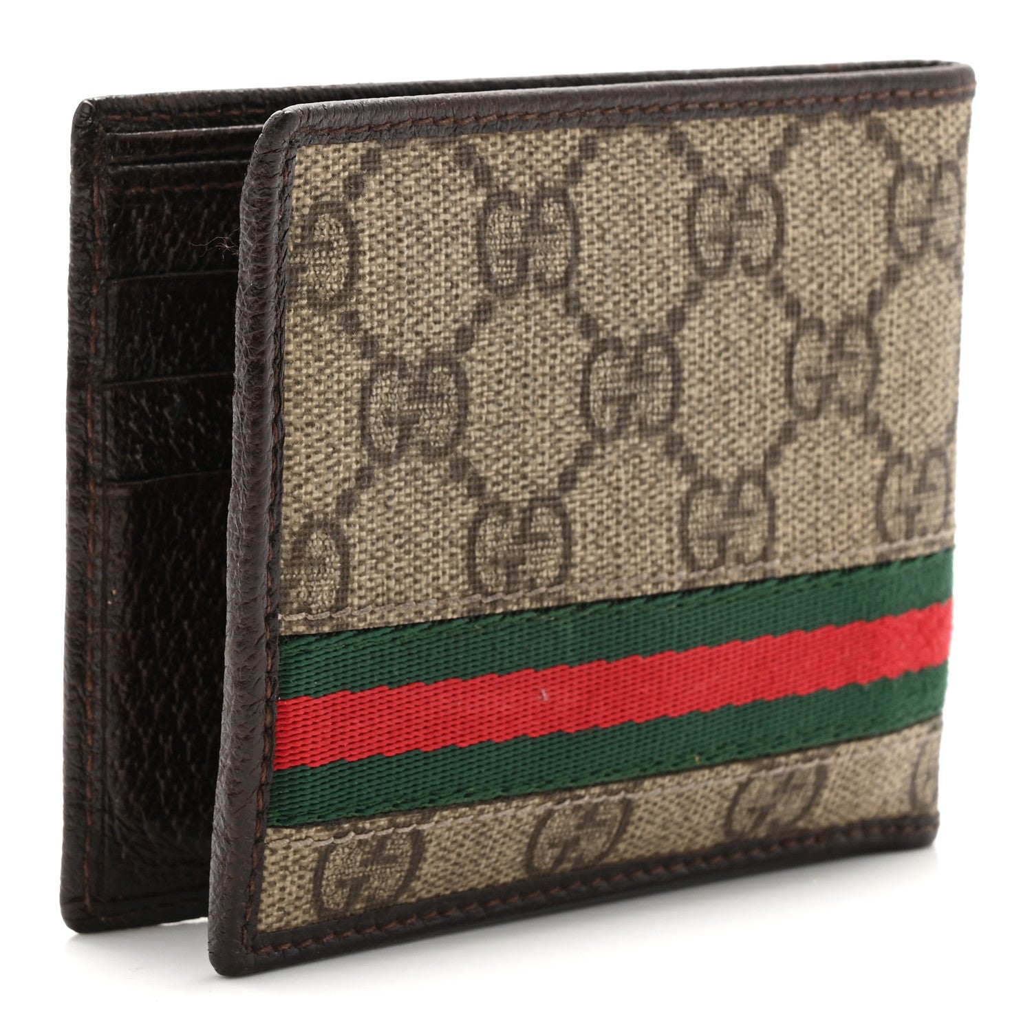 Gucci GG Plus Monogram Web Bi-Fold Wallet Dark Brown 3 of 8