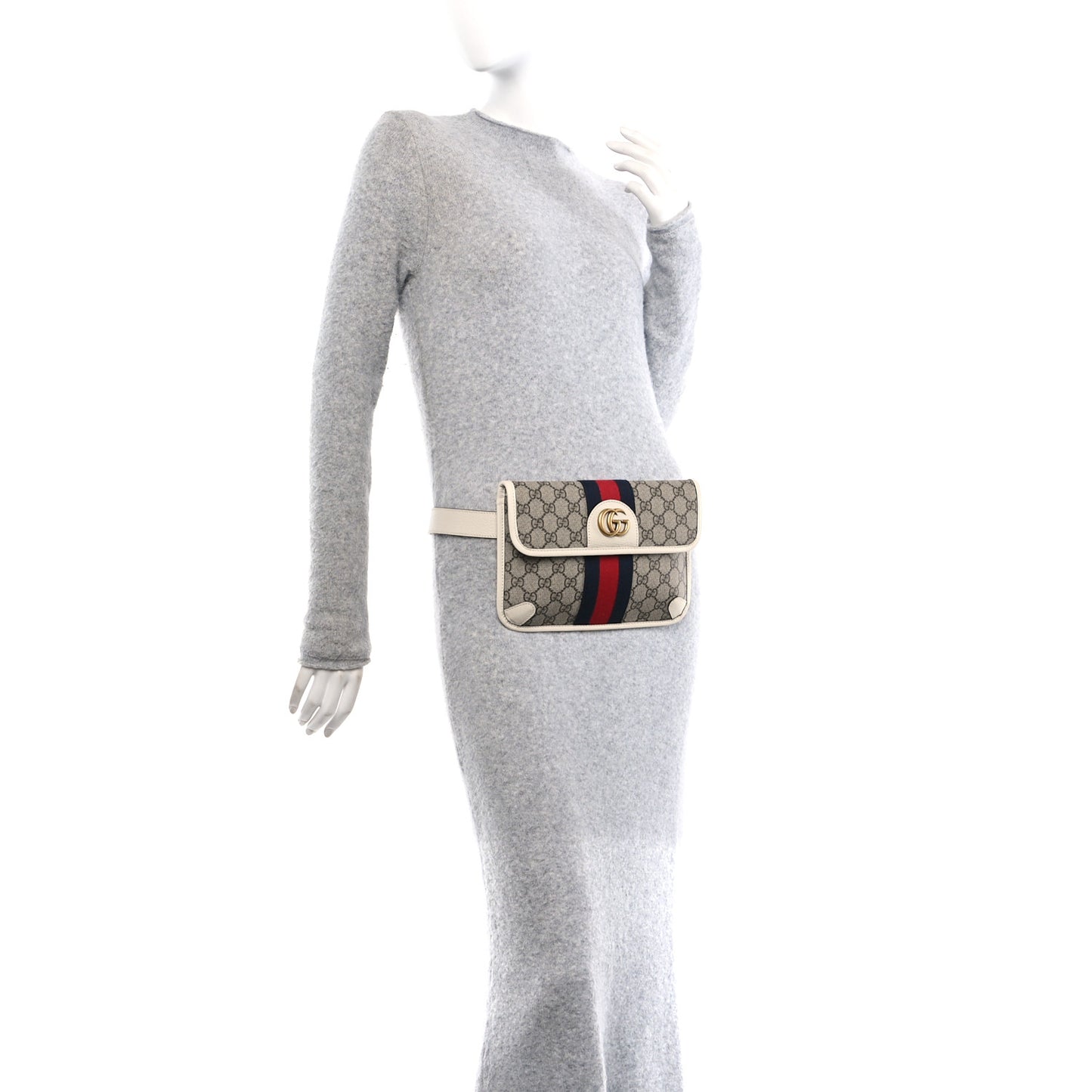 GG Supreme Monogram Web Small Ophidia Belt Bag 85 34 Beige Ebony White