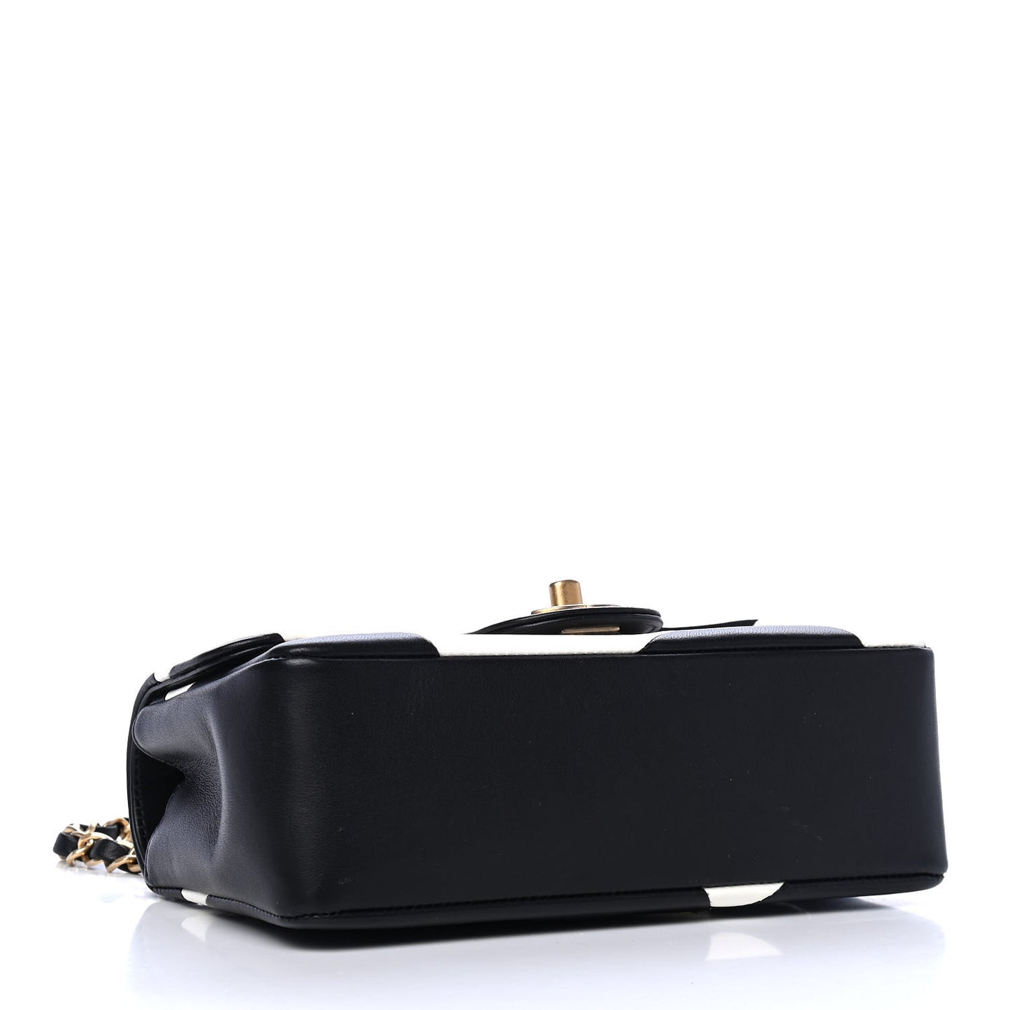 Lambskin Geometric Patchwork Mini Flap Black White