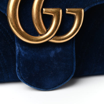 Gucci Velvet Matelasse Medium GG Marmont Shoulder Bag Cobalt Blue 12 of 16
