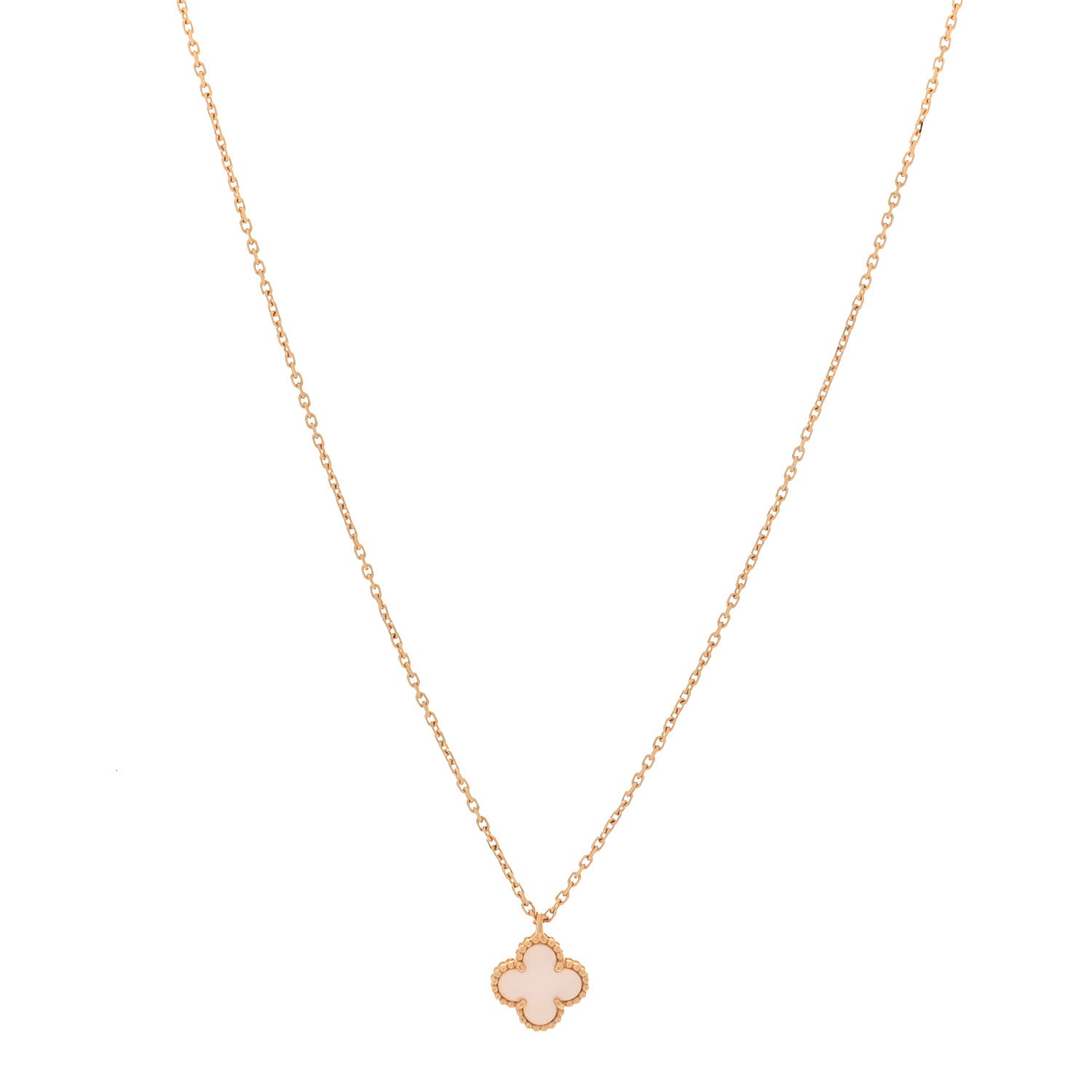 Van Cleef & Arpels 18K Yellow Gold Mother of Pearl Sweet Alhambra Pendant Necklace 1 of 5