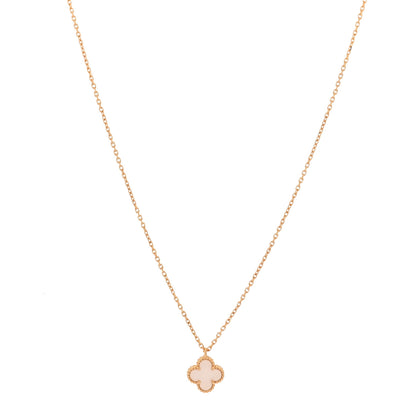 Van Cleef & Arpels 18K Yellow Gold Mother of Pearl Sweet Alhambra Pendant Necklace 1 of 5