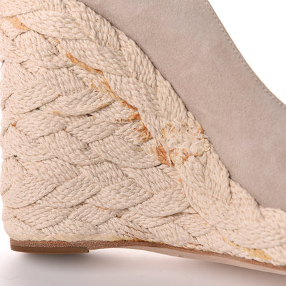 Chanel Suede Cap Toe CC Wedge Espadrilles 37 Grey Black 17 of 21