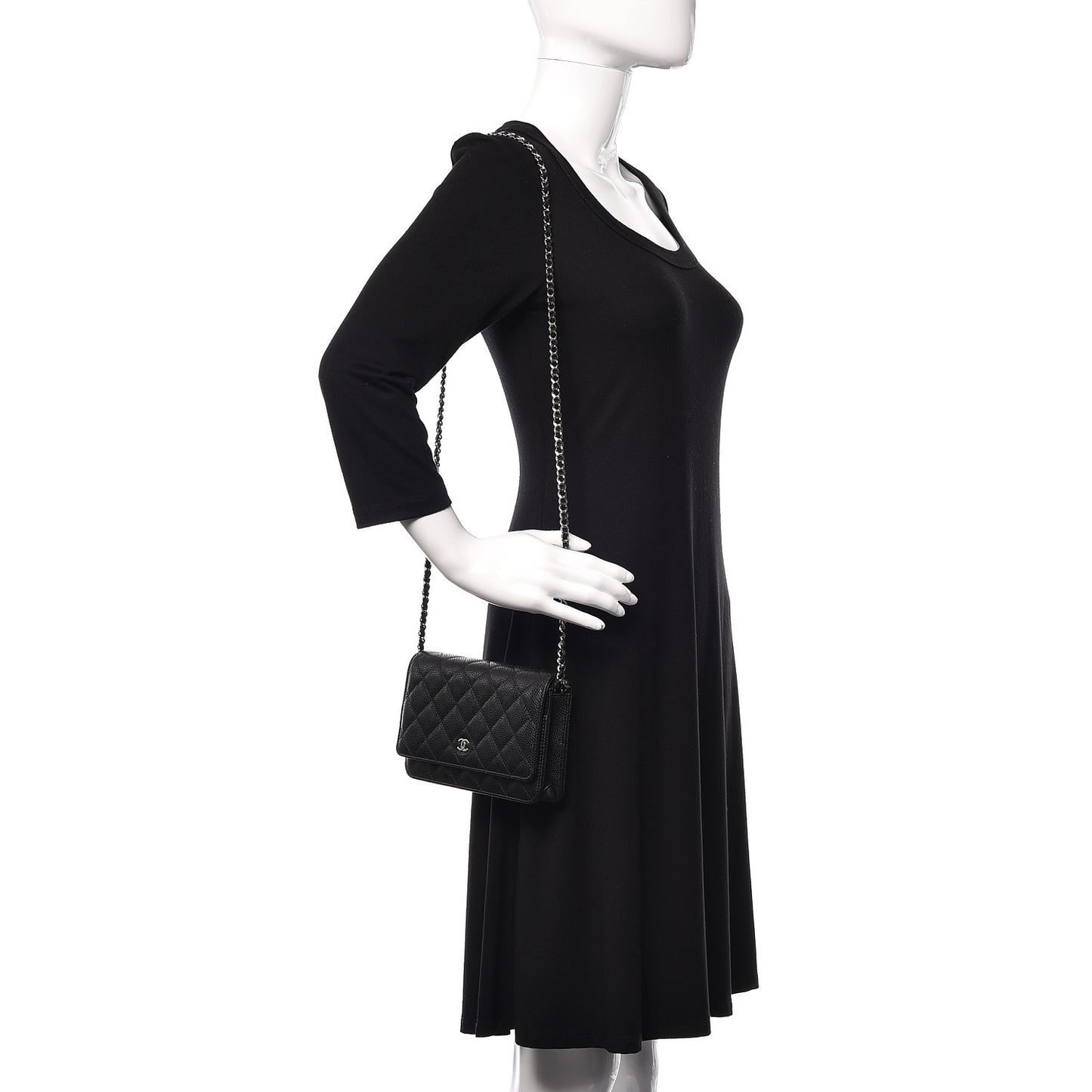 Caviar Quilted Wallet On Chain WOC Black