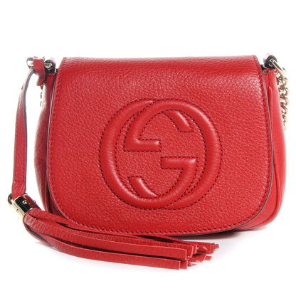 Gucci Pebbled Calfskin Small Soho Flap Crossbody Red 1 of 13