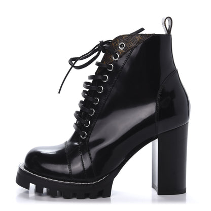 Louis Vuitton Patent Calfskin Monogram Star Trail Ankle Boots 37 Black 1 of 8
