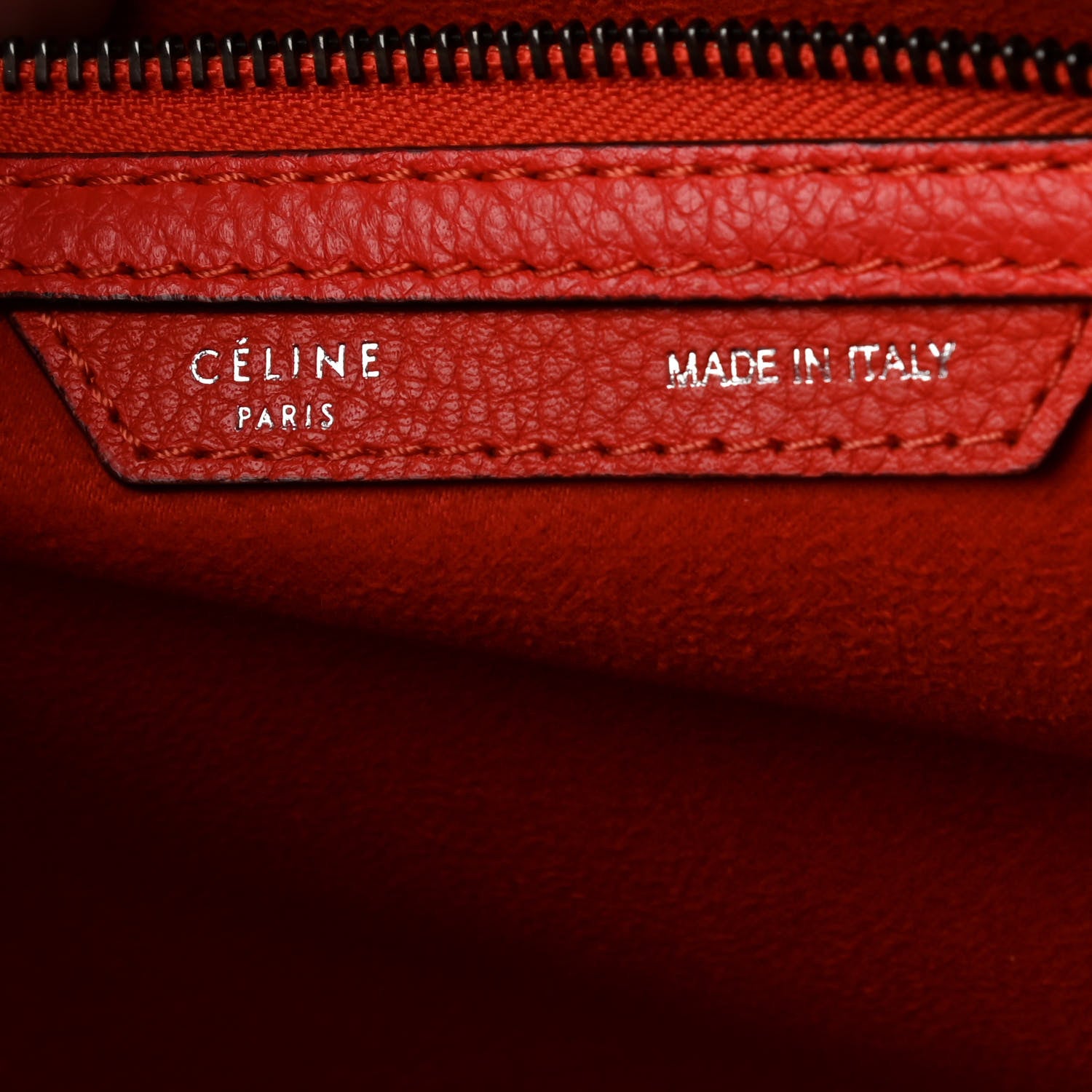 Celine Drummed Calfskin Micro Luggage Coquelicot 6 of 11