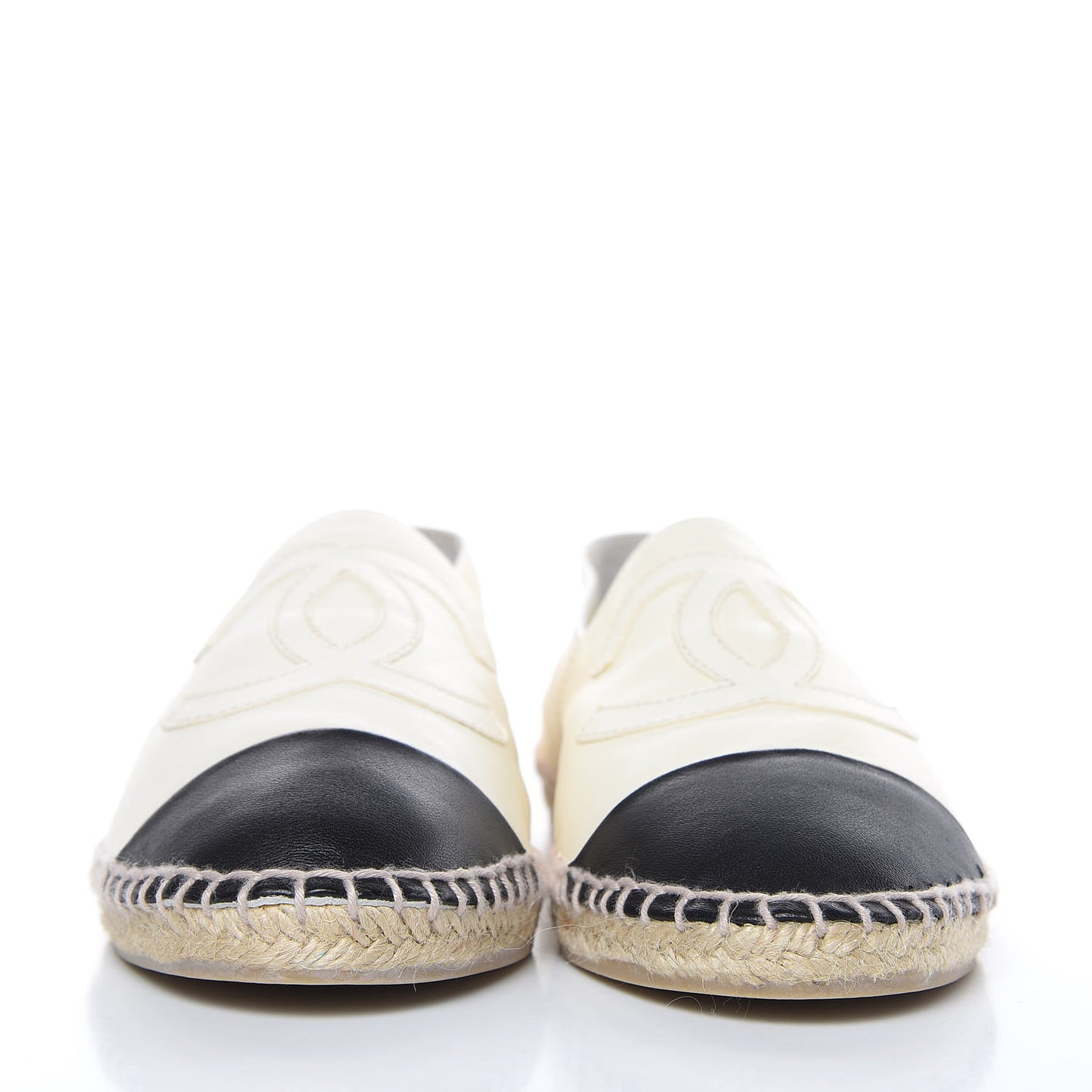 Lambskin CC Espadrilles 38 White Black